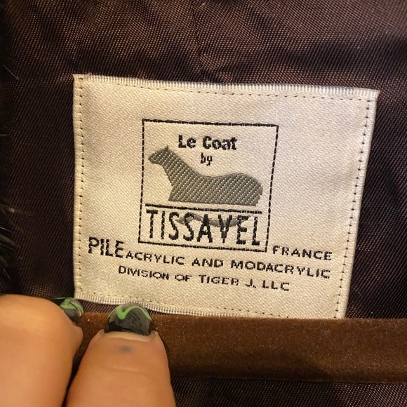 Vintage NWT French Le Coat Tissavel France Faux Fur Brown Coat Size Large - Picture 5 of 6